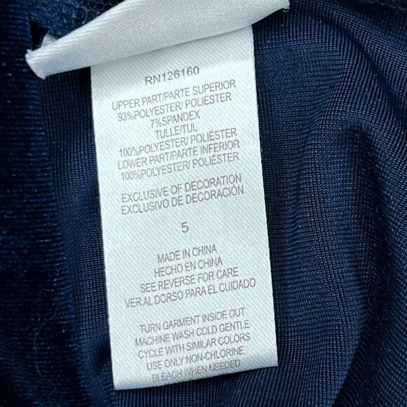 Nicole Miller Girls' Navy Velvet Sparkle and Tiered Tule Ruffles Dress Size 5 - Picture 6 of 7